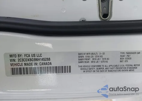 2022 Dodge Charger Sxt Rwd z USA, uszkodzony, nr VIN 2C3CDXBG9NH145288